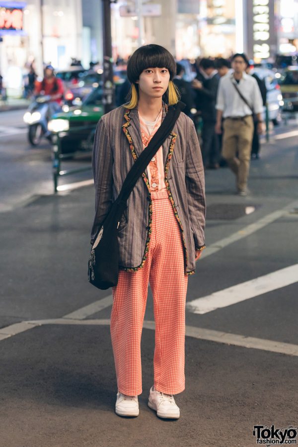 Harajuku Guy in Comme des Garcons Streetwear Outfit w/ 20471120 Bag & Gosha Rubchinskiy Sneakers