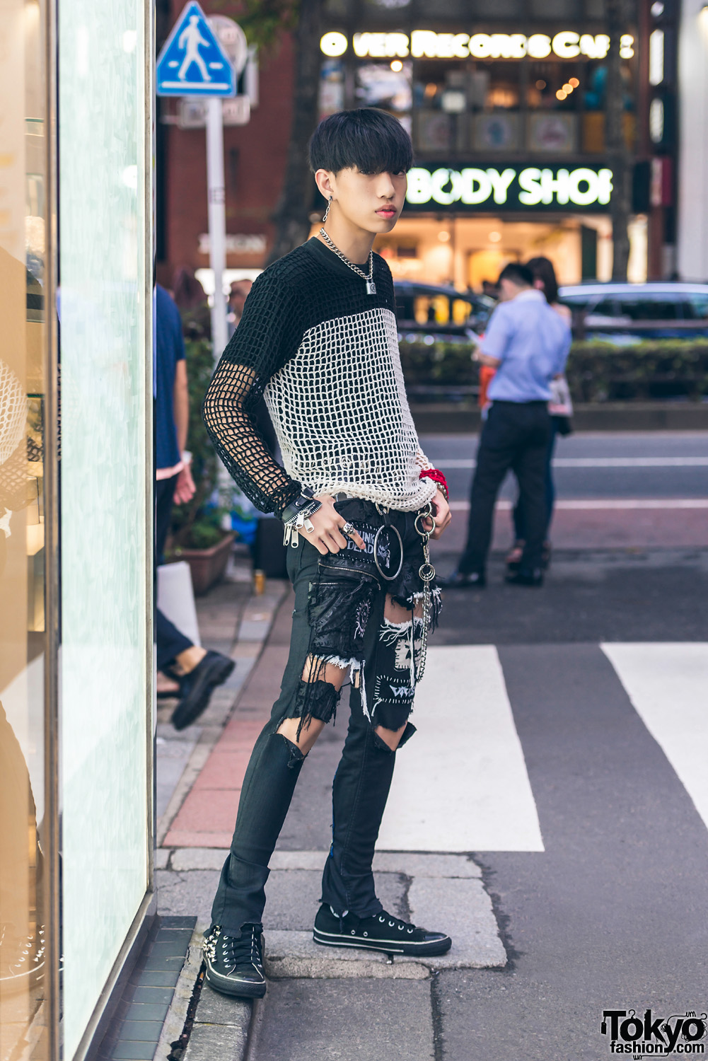 Harajuku Punk in Handmade Distressed Pants Fashion w/ 666 Japan, Visionaire, Converse & Tokyo Human Experiments