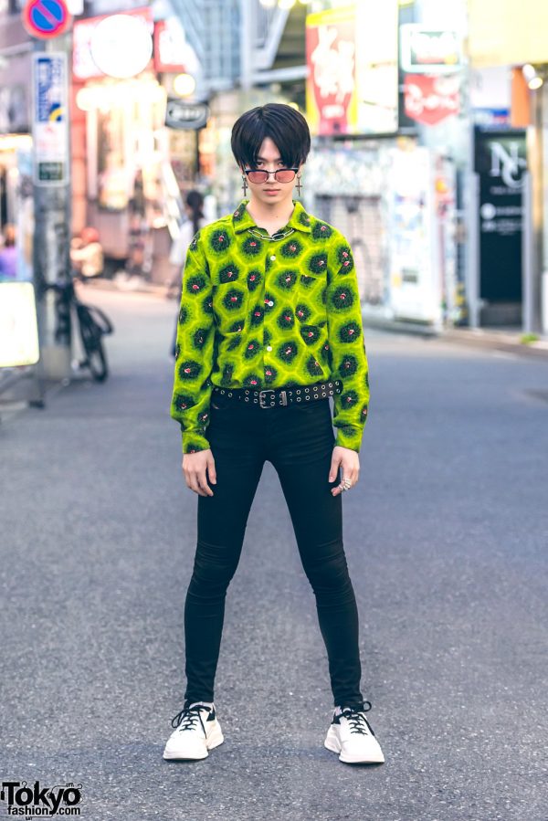 Harajuku Male Model in Vintage Print Shirt w/ Diesel, Prada, YSL & Vivienne Westwood