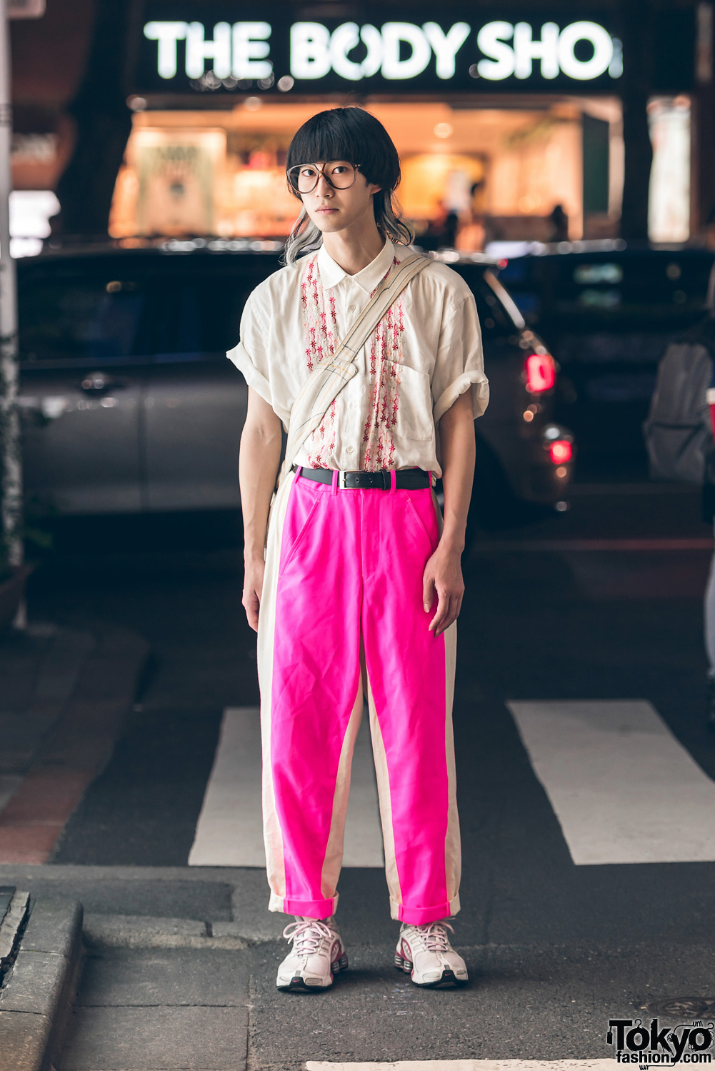 Harajuku Guy in Pink & White Fashion w/ Comme des Garcons, Christopher Nemeth, Nike & Christian Dior