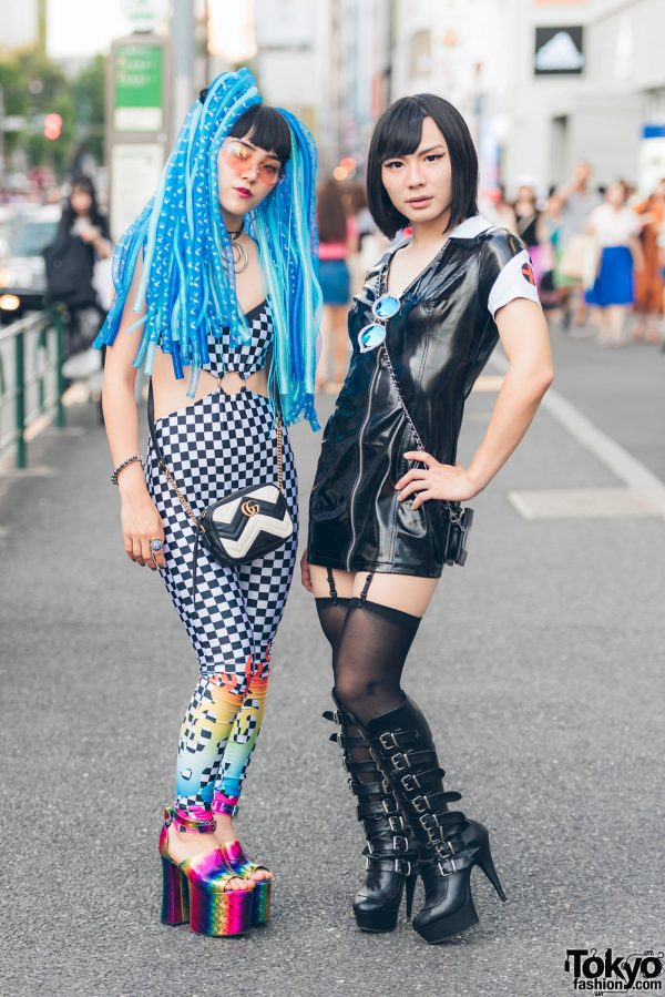Harajuku Duo in Hair Falls & Platform Boots w/ YRU, Dolls Kill, Gucci & Pleaser