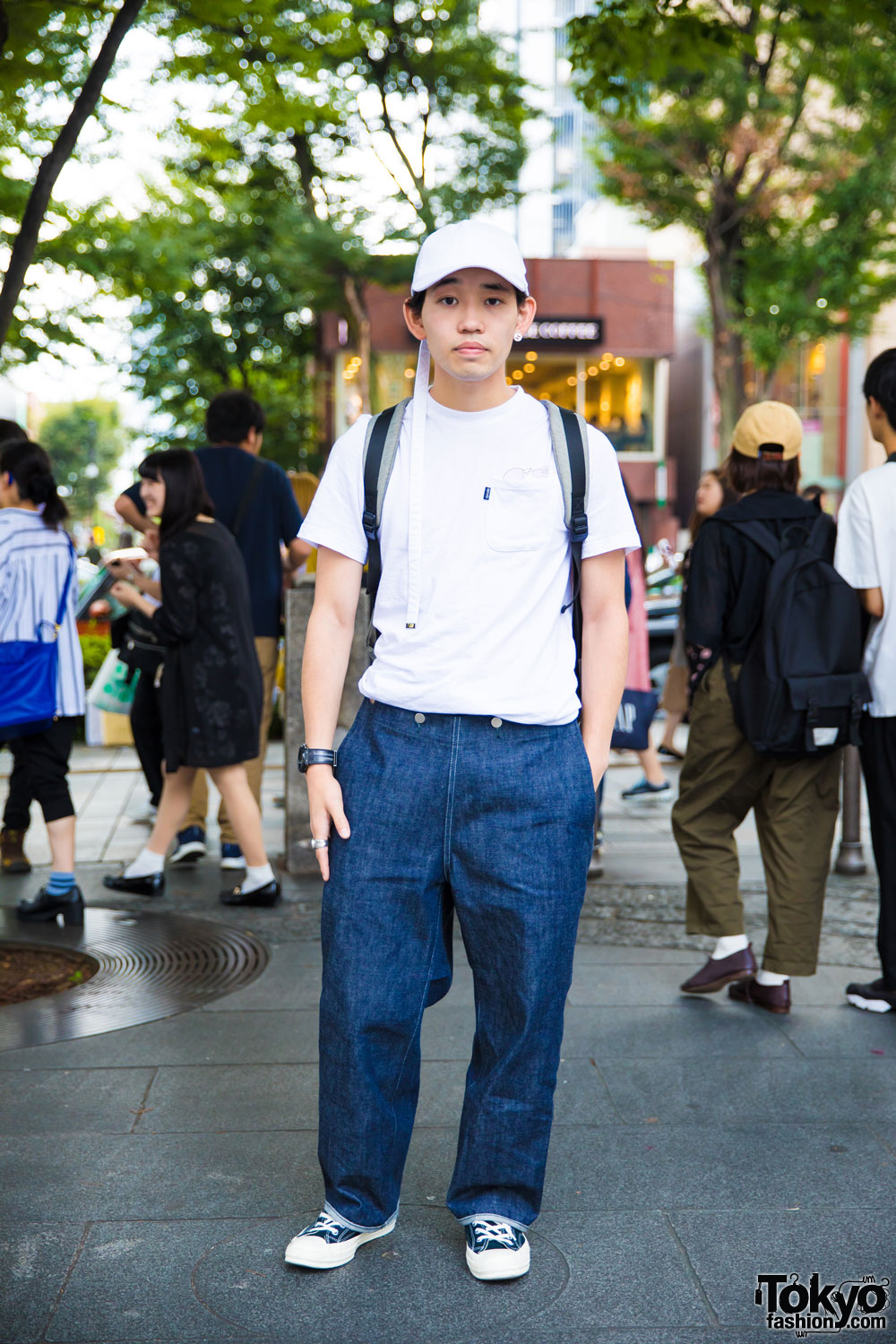 Harajuku Guy in White & Denim Streetwear w/ Ripndip, Tuki, Converse x Comme des Garcons, Cote & Ciel, Gucci, Maison Martin Margiela, Hublot & Cartier