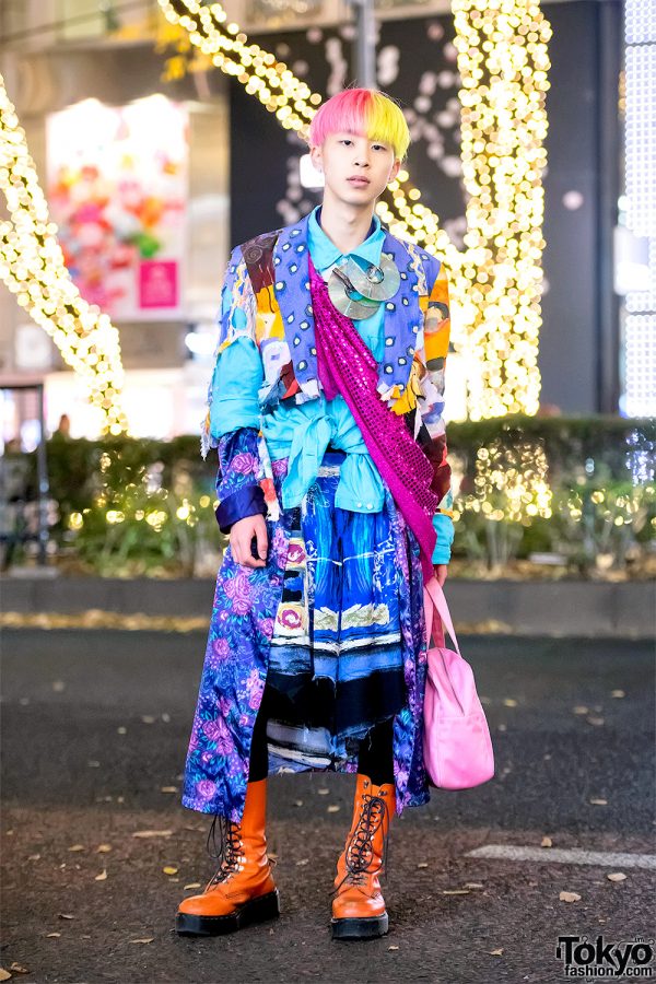 Colorful Harajuku Menswear Street Style w/ Vintage Items, Courreges & CD Necklace