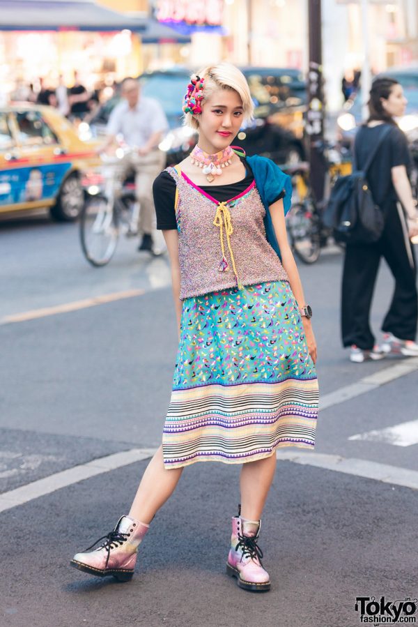 Harajuku Girl in Colorful Layered Fashion w/ Spinns, Don Don Down on Wednesday, Dr. Martens, Paris House, Meruheso & Yojigen Nihao