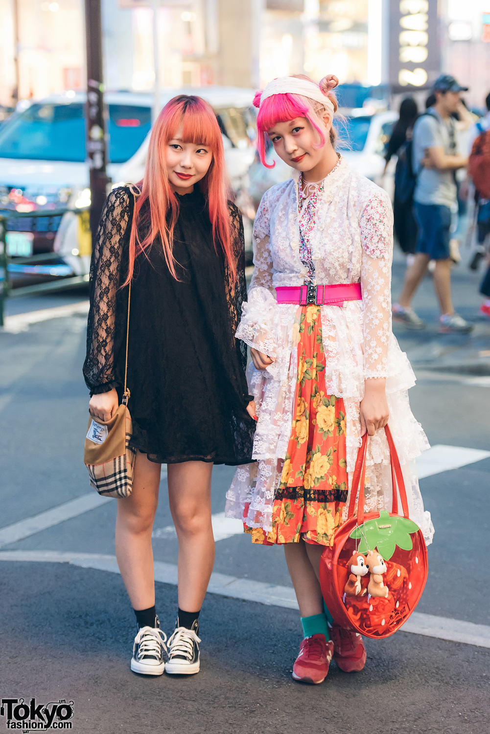 Harajuku Girls in Lace & Mixed Print Street Styles w/ Kinji, Swimmer, Converse, Burberry & New Balance