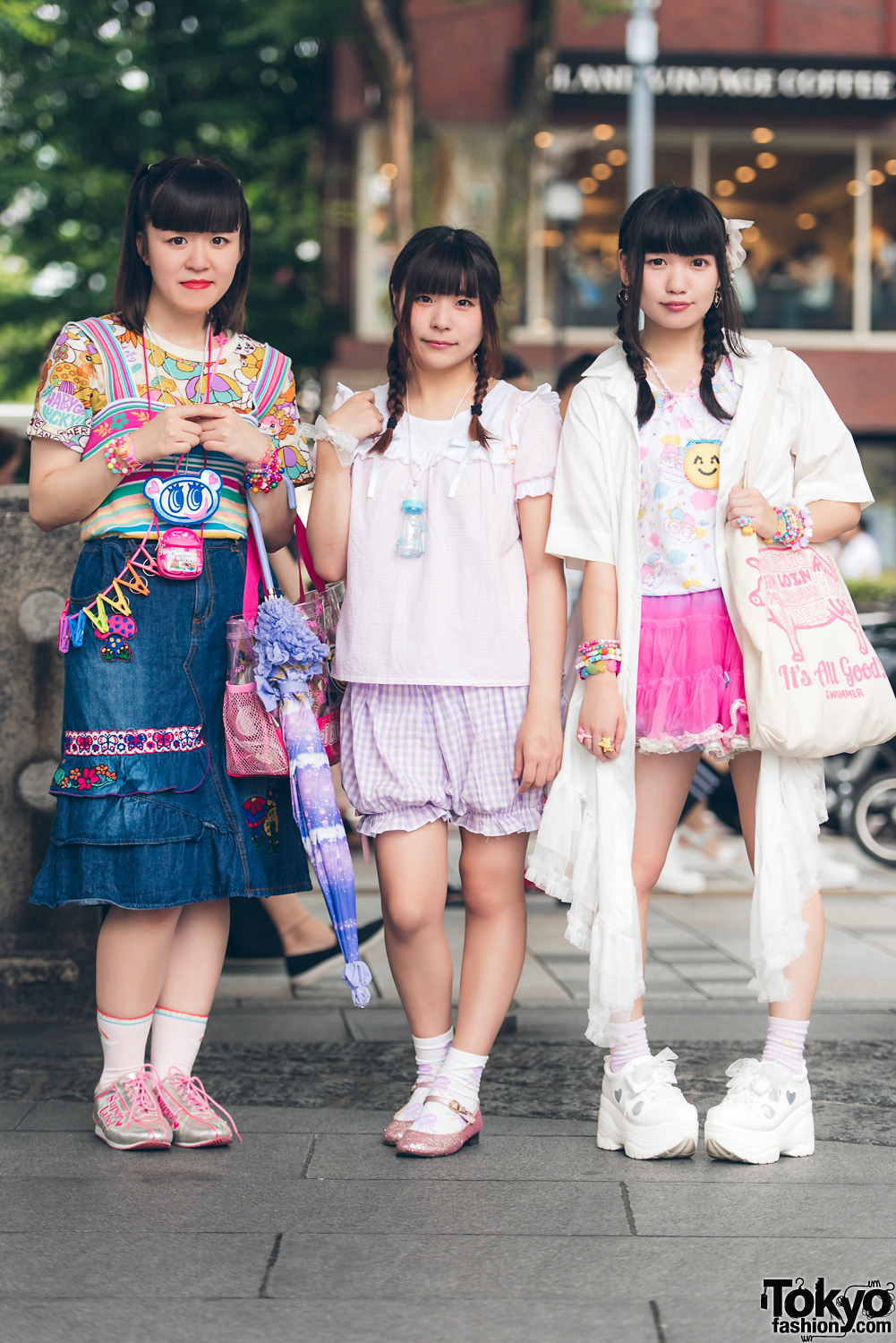 Harajuku Trio in Kawaii & Ruffle Fashion w/ Grand Ground, United Colors of Benetton, Angel Blue, Nile Perch, Kinji, WEGO, 6%DokiDoki, Romantic Standard & More