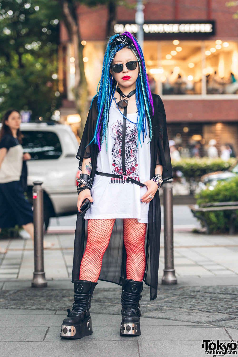 Harajuku Girl in Colorful Fashion w/ SoundWitch, New Rock, Prada, Vivienne Westwood, Fetis & Ray Ban