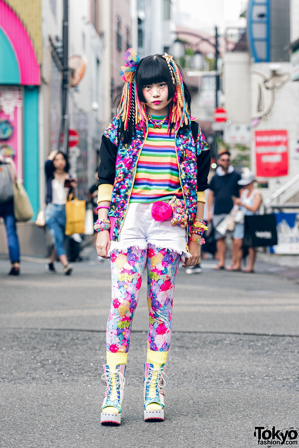 Harajuku Girl In Colorful Kawaii Japanese Street Style w/ 6%DOKIDOKI, WC, Claire's & Yosuke
