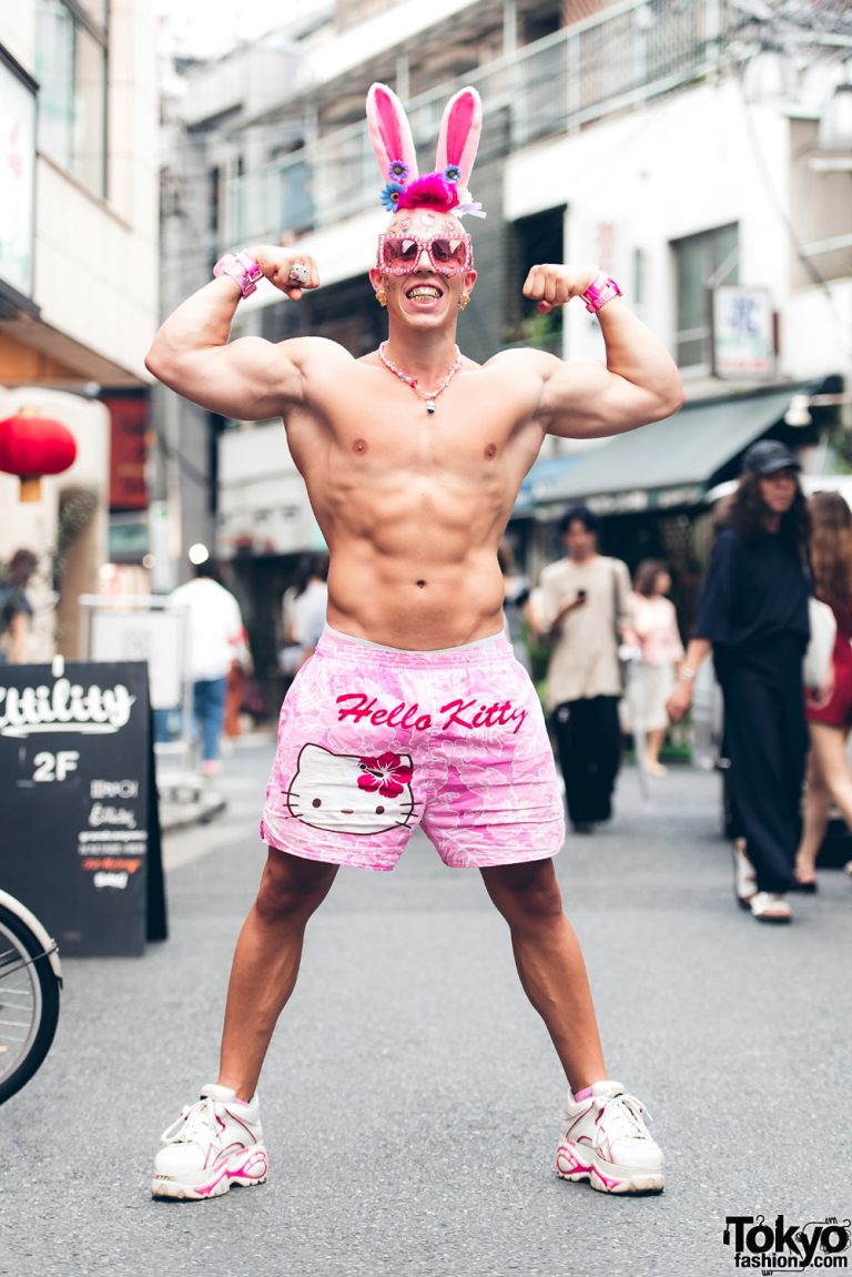 Candy Ken in Harajuku With Big Muscles, Grills & Pink Hello Kitty
