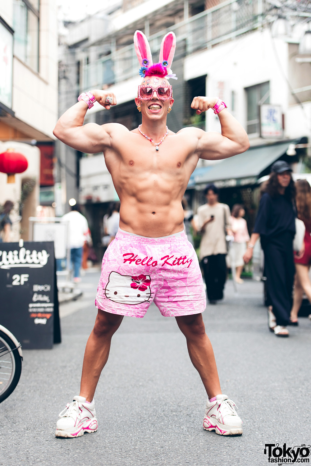 Candy Ken in Harajuku With Big Muscles, Grills & Pink Hello Kitty Fashion