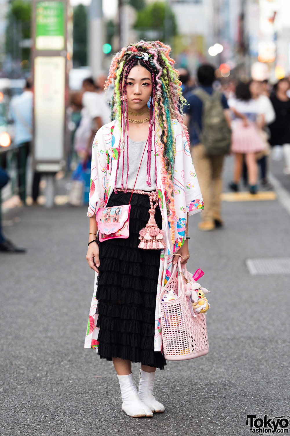 Yarn Designer Kelly Limerick in Harajuku w/ Kimono & Colorful Yarn Hair