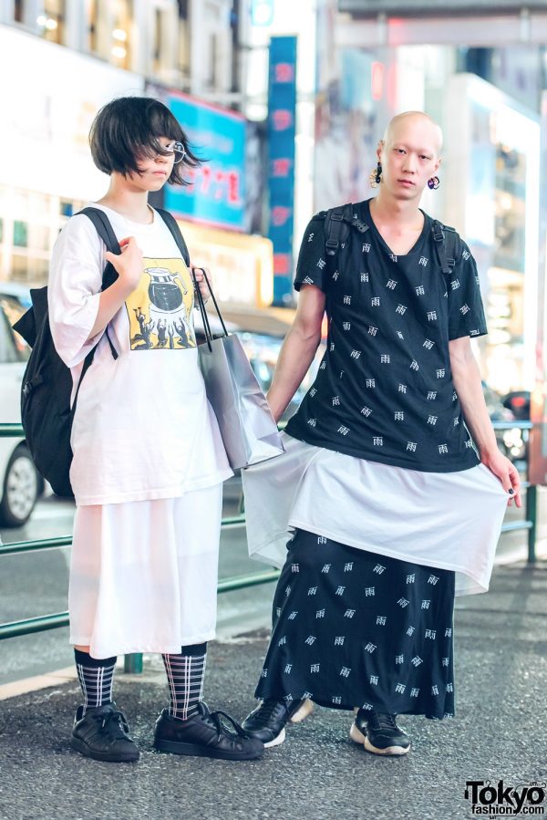 Harajuku Duo in Monochrome T-Shirt & Long Skirt Fashion w/ Adidas ...
