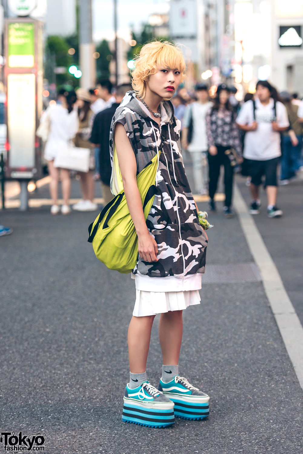 Blonde Harajuku Guy Street Style w/ Balmung, Vans, Puma & Nike