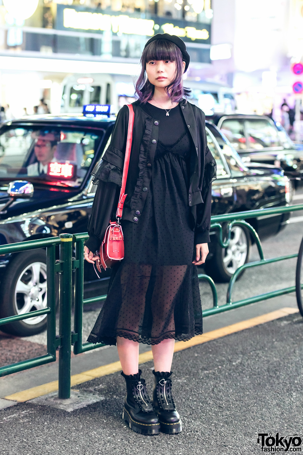 Harajuku Girl in Kawaii Black Fashion w/ Candy Stripper, Bubbles, E Hyphen World Gallery BonBon, Dr. Martens & Nadia