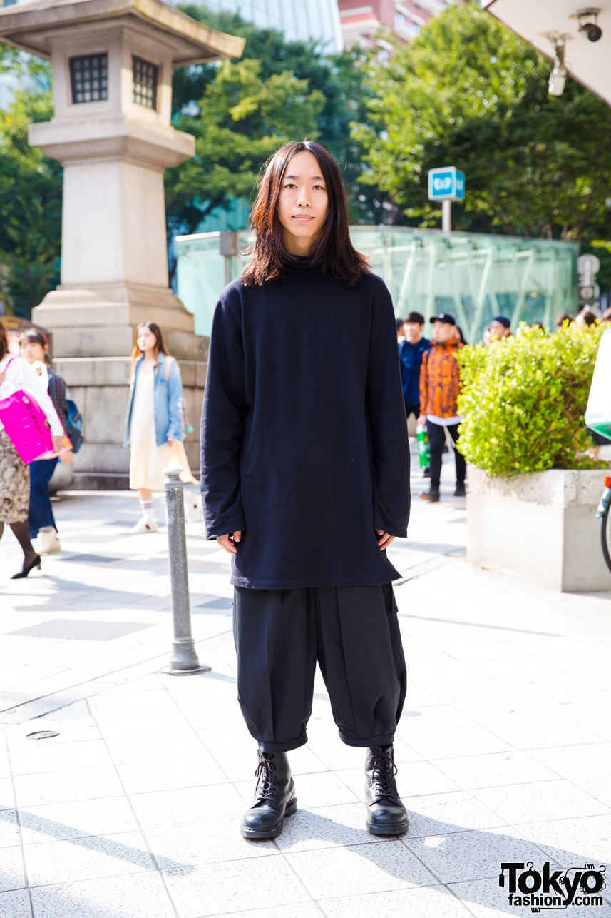 Harajuku Guy in All Black Streetwear w/ Ground Y & Dr. Martens Boots ...