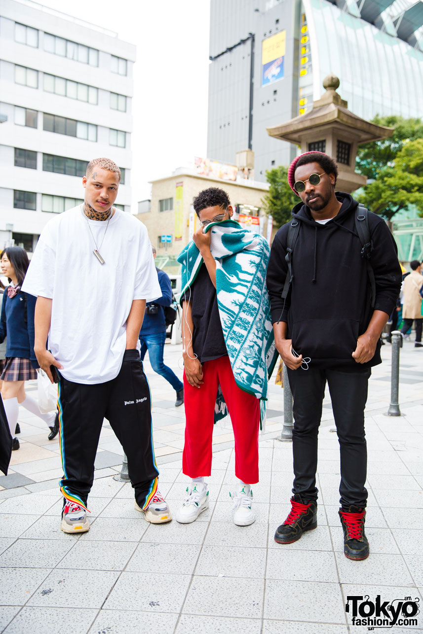 RAGS Fashion Creators in Harajuku Sporting Casual Streetwear Styles w/ Palm Angels & Nike Sneakers