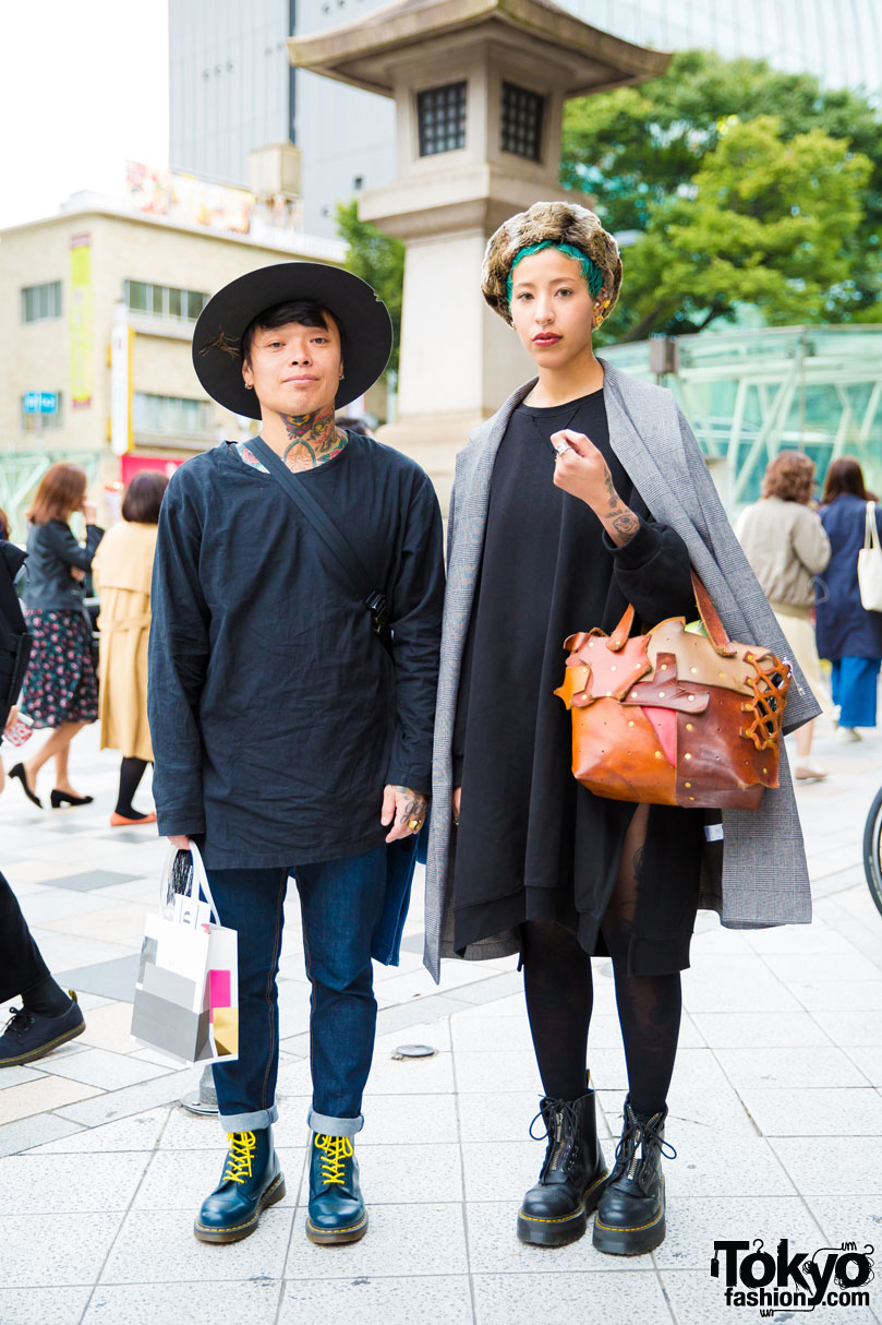 Harajuku Duo in Eclectic Vintage Street Styles w/ Patchwork Bags, Dr. Martens Boots, & e.m. Jewelry