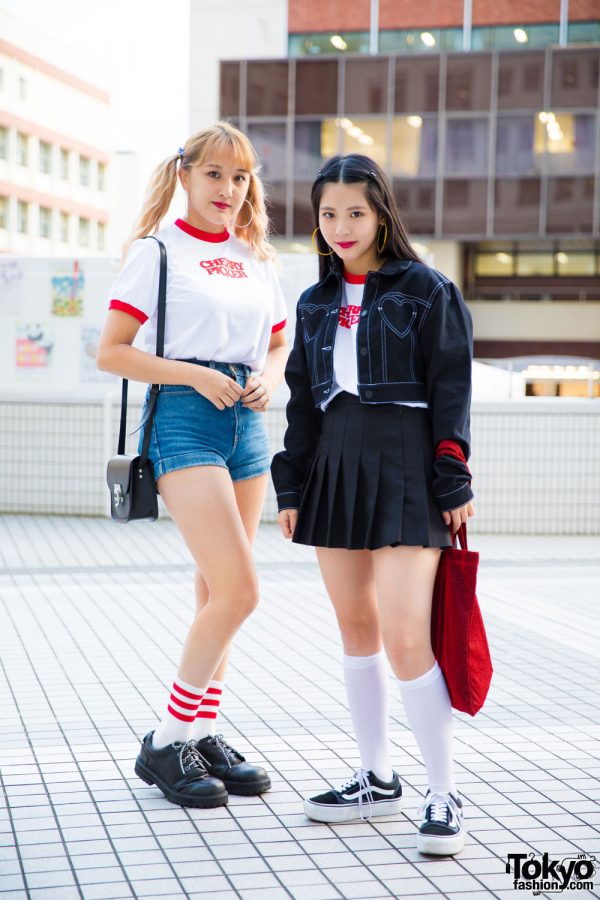 Tokyo Girls in Monochrome Street Fashion w/ Lazy Oaf, Cherry Pickers Club, American Apparel & Vans