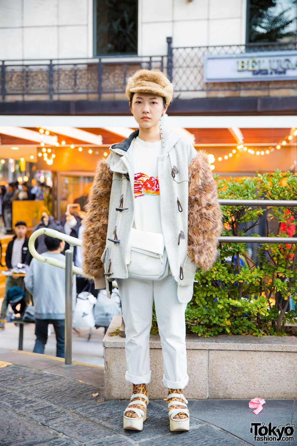 Harajuku Girl in Remake Street Fashion w/ Written By T-Shirt & Tokyo Bopper Platform Sandals