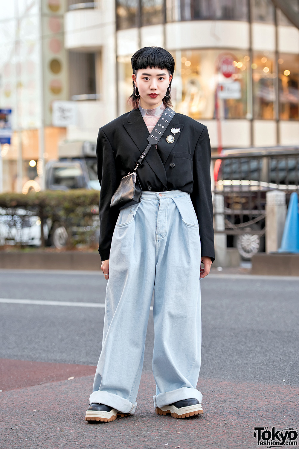 Vintage Blazer Tucked Into Baggy Jeans w/ Martine Rose, Funktique Tokyo, Bigotre & Eytys in Harajuku