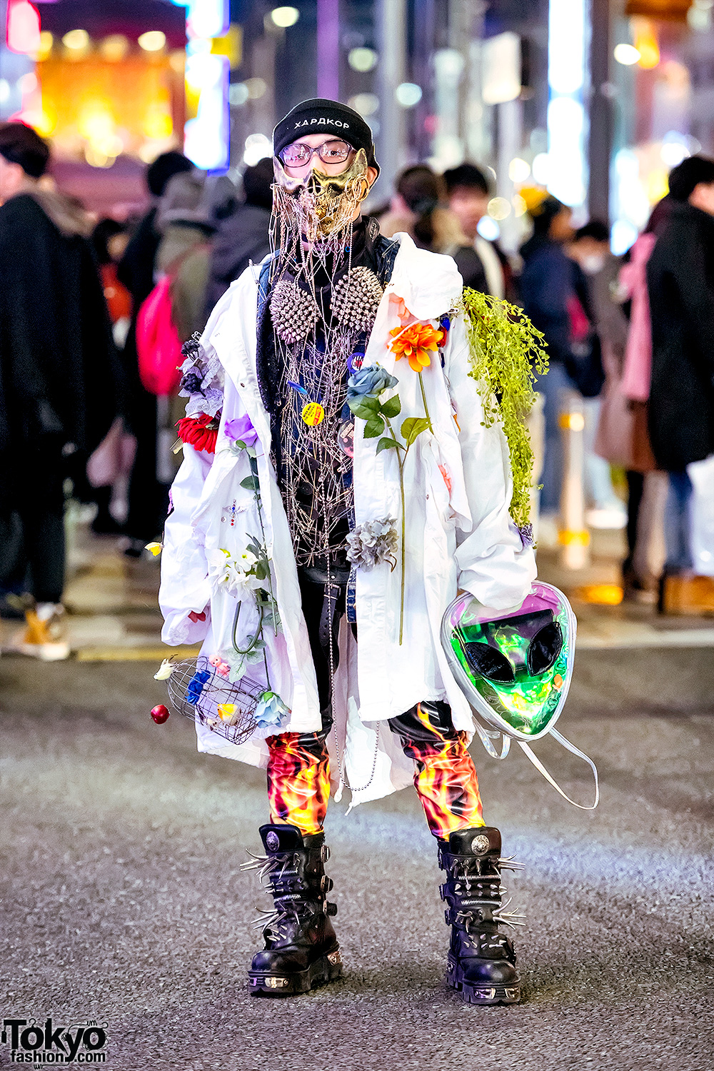 Japanese Streetwear w/ Dog Harajuku Metal Face Mask, Spikes, Studs ...