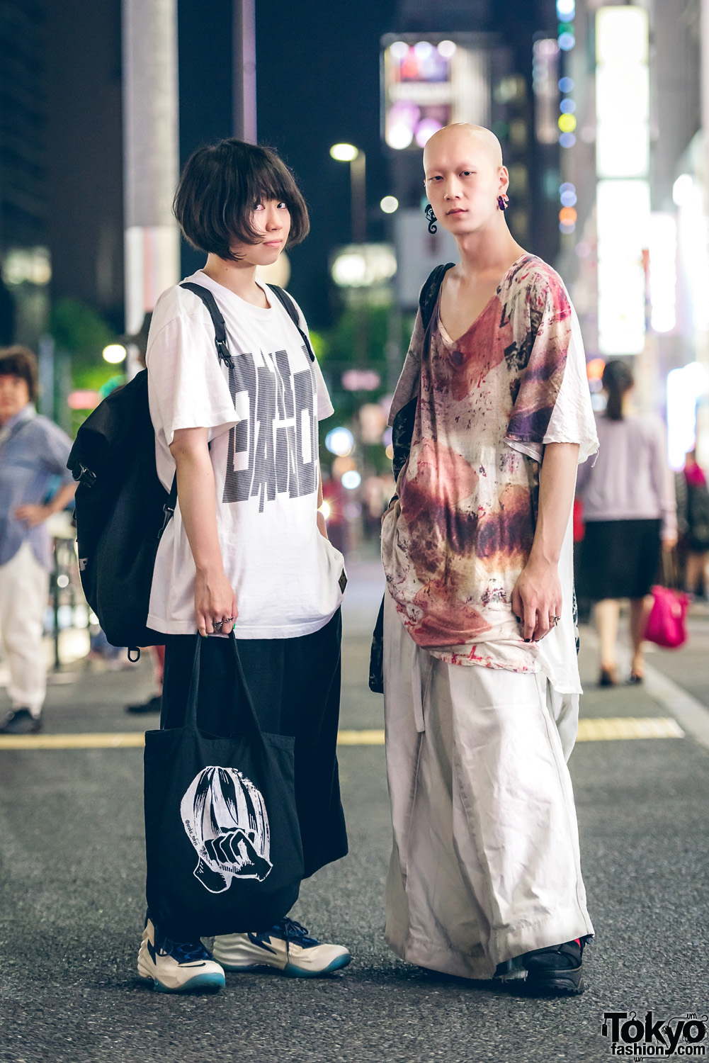 Harajuku Duo in Casual Street Fashion w/ Nozomi Ishiguro, Thunderbox, UNIQLO, Nike, Oroka Tokyo, Boy London, H&M, Yosuke & Vivienne Westwood