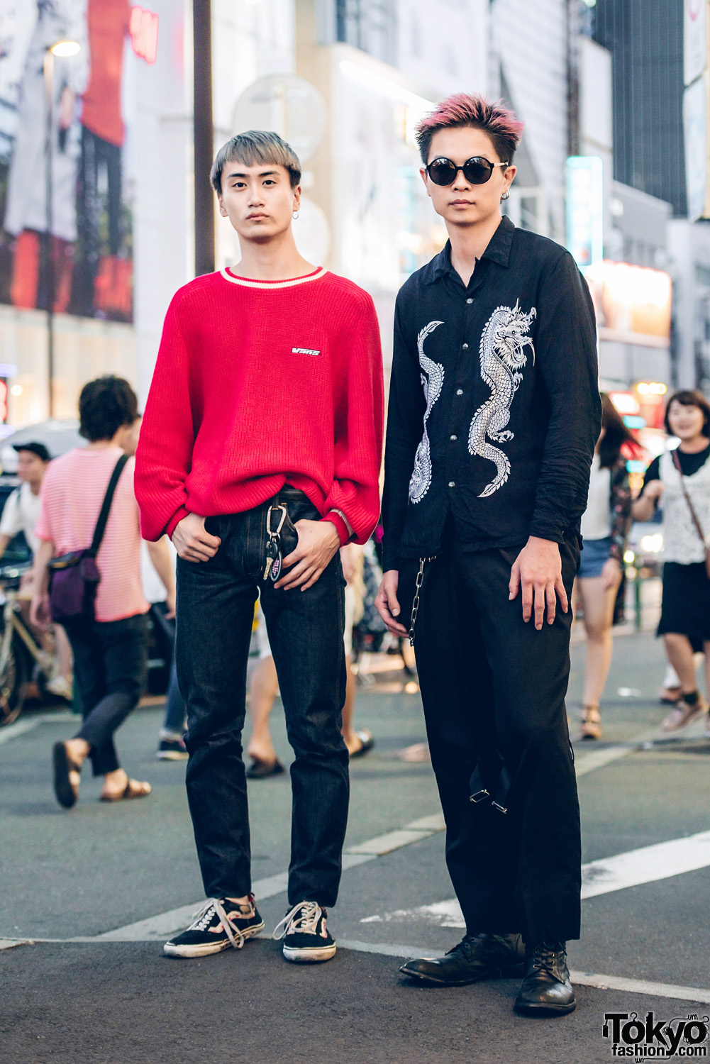 Two Tone-Haired Harajuku Guys in Cool Streetwear Styles w/ Vans, Leverado, Yohji Yamamoto & This By Inari