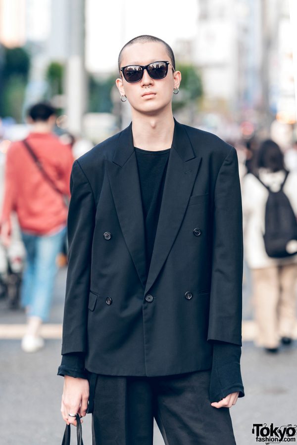 Japanese Model in All-Black Yohji Yamamoto Y’s Menswear Street Fashion ...