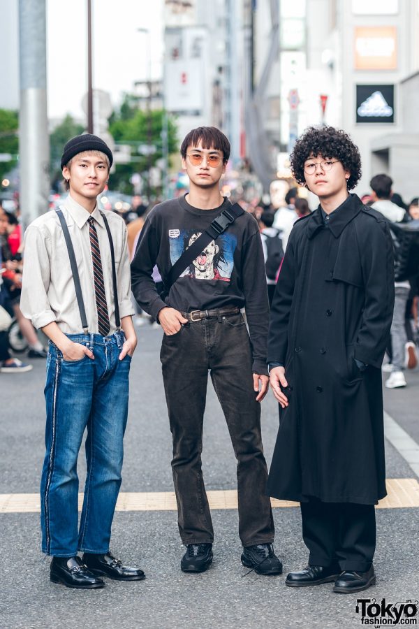 Harajuku Trio in Mens Streetwear Styles w/ SebasTian, Gucci, Akira, Calvin Klein, Comme des Garcons & Dr. Martens