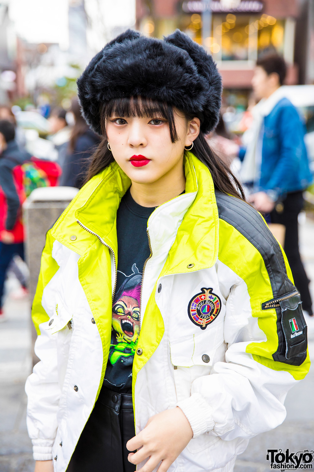 Harajuku Girl in Winter Style w/ Resale Jacket, Oh Pearl Leather Pants ...