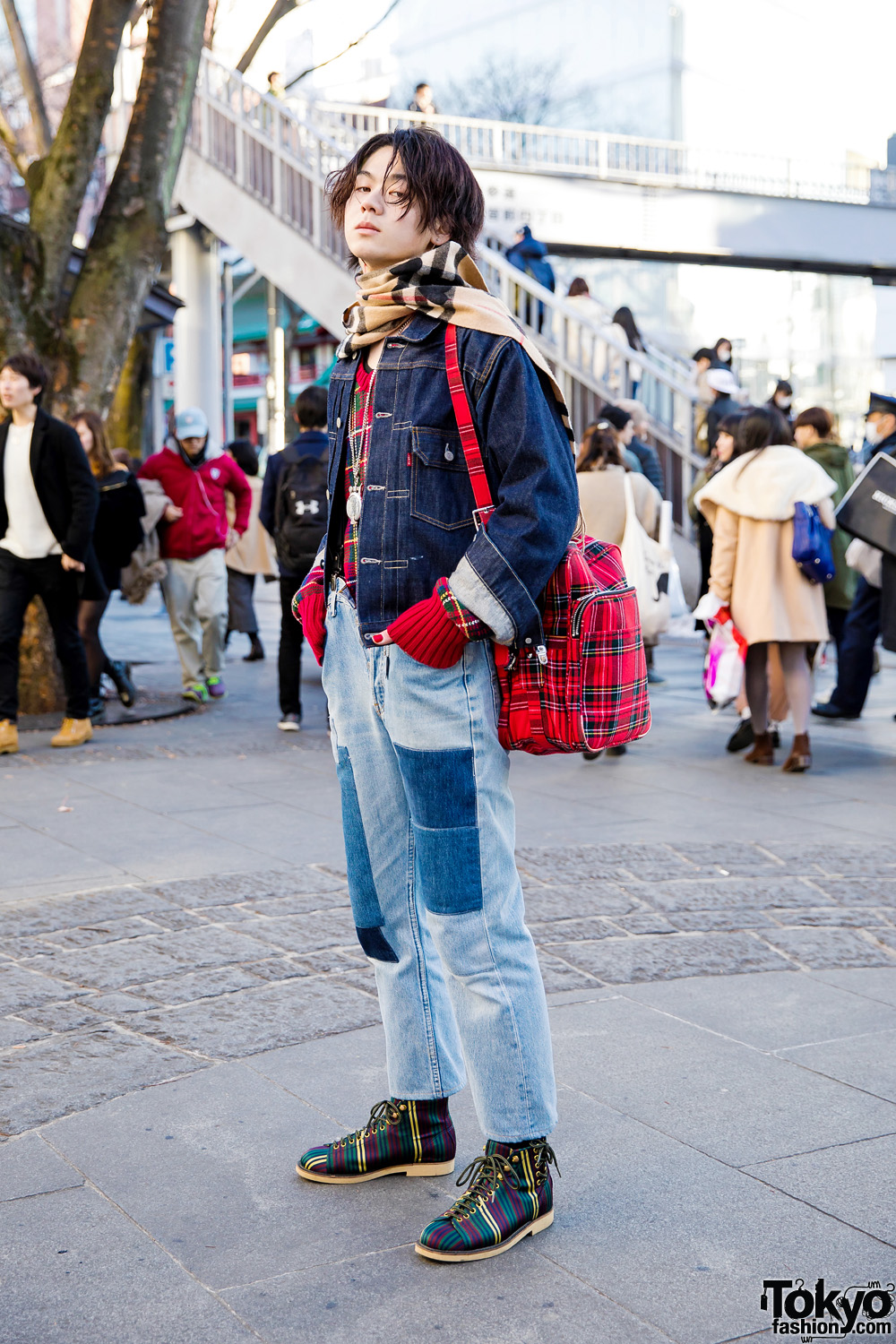 Japanese Model in Mixed Prints and Double Denim