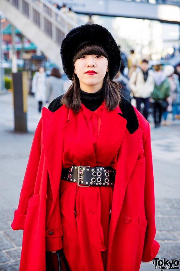Vibrant Red & Black Japanese Winter Fashion w/ Otoe, Comme Des Garcons ...
