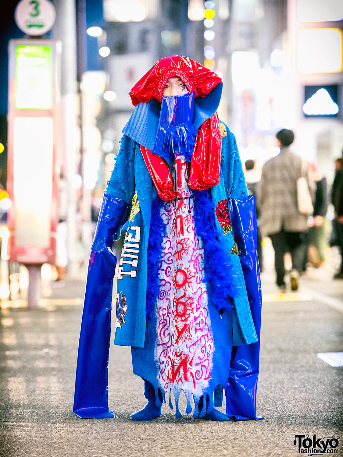 Avantgarde Japanese Street Fashion w/ Dog Harajuku Sequin Robe & Handmade Hat