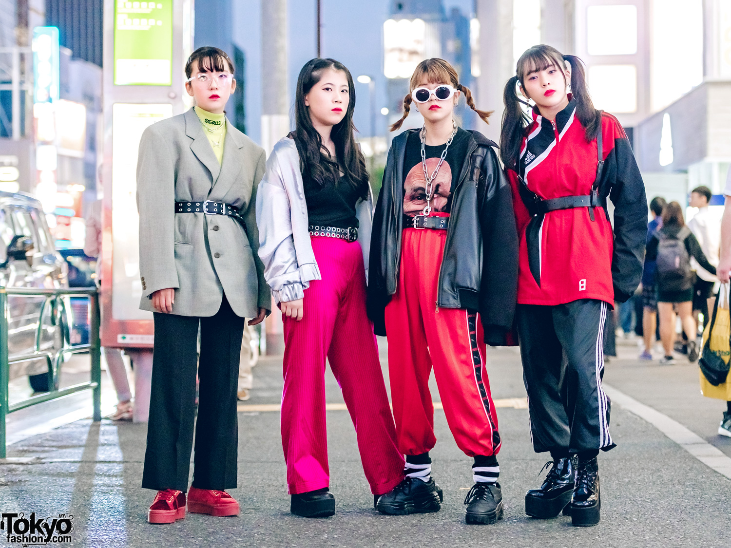 Harajuku Girl Squad in Black & Red Street Styles w/ Faith Tokyo, Adidas, Superga, H&M, Call Me Baby, Puma & Bubbles