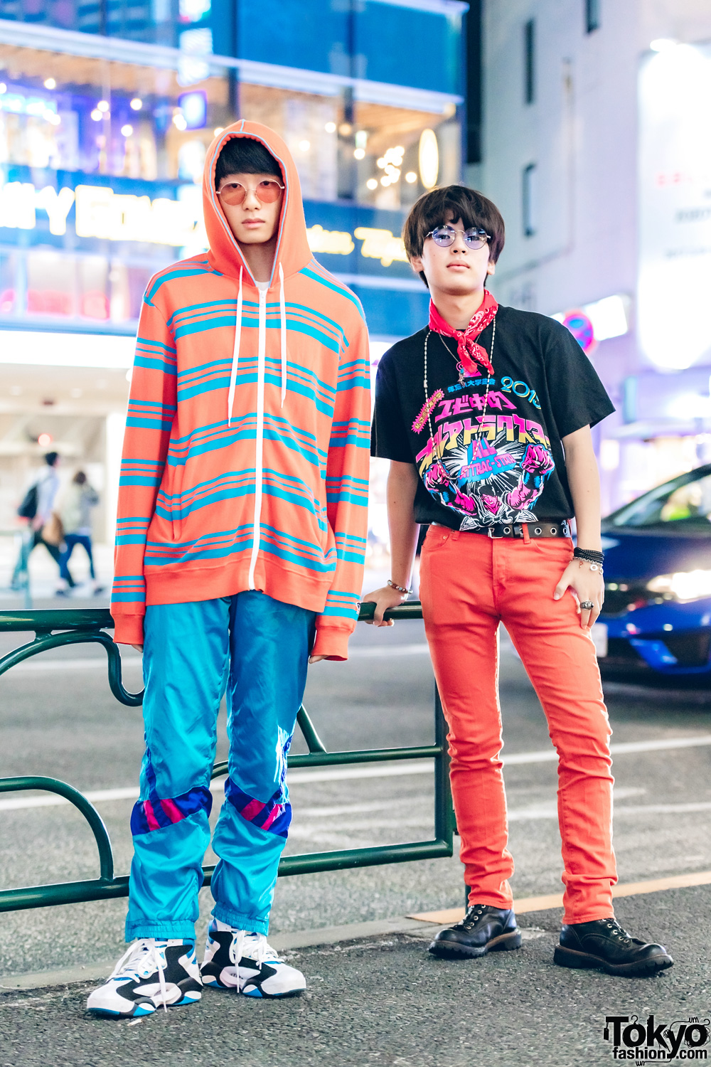 Harajuku Duo in Colorful Menswear Street Styles