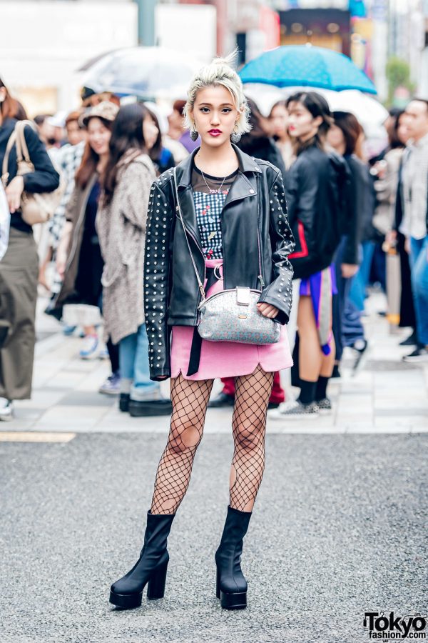 Japanese Rock Chic Fashion w/ Leather Jacket, Romantic Standard, Oh Pearl, 6%DOKIDOKI & Jeffrey Campbell