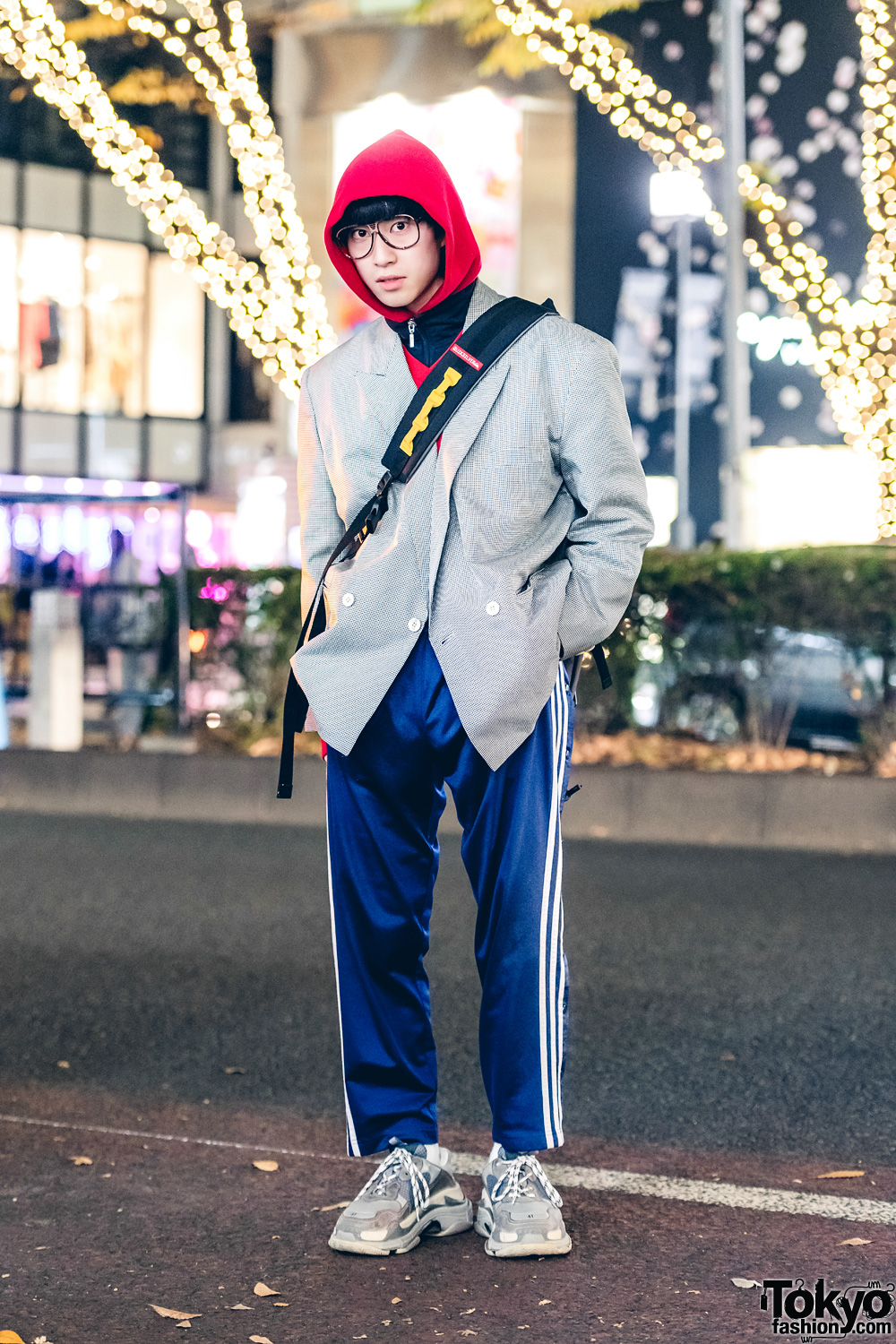 Harajuku Guy in Sporty Menswear Street Style w/ Comme des Garcons, Adidas & Balenciaga