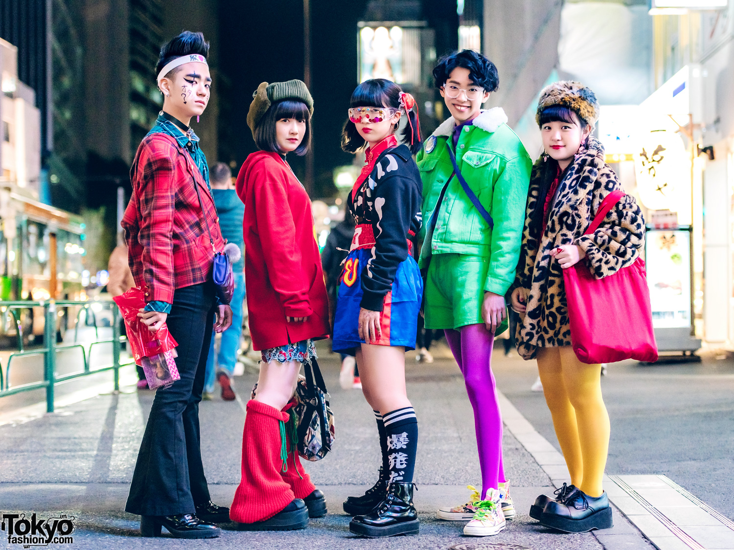Japanese Teen Squad in Bold Harajuku Streetwear Styles