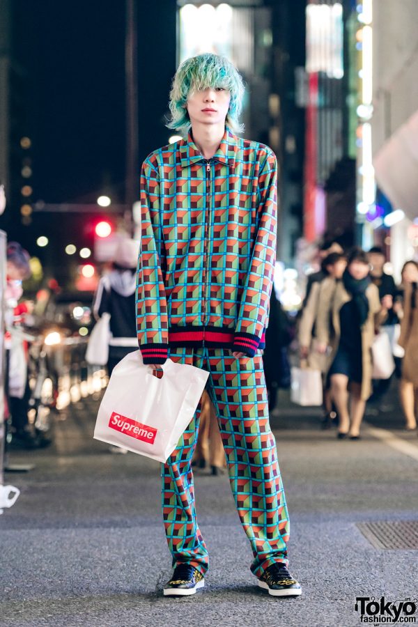 Gucci Geometric Print Track Suit & Leopard Print Sneakers in Harajuku