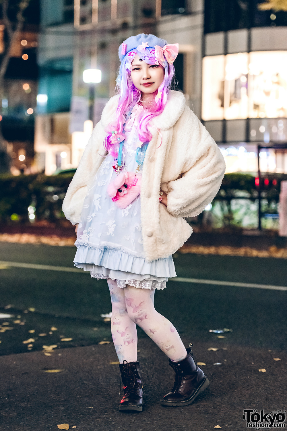 Harajuku Girl in Fairy Kei Fashion Style w/ Liz Lisa Shearling Coat & N...