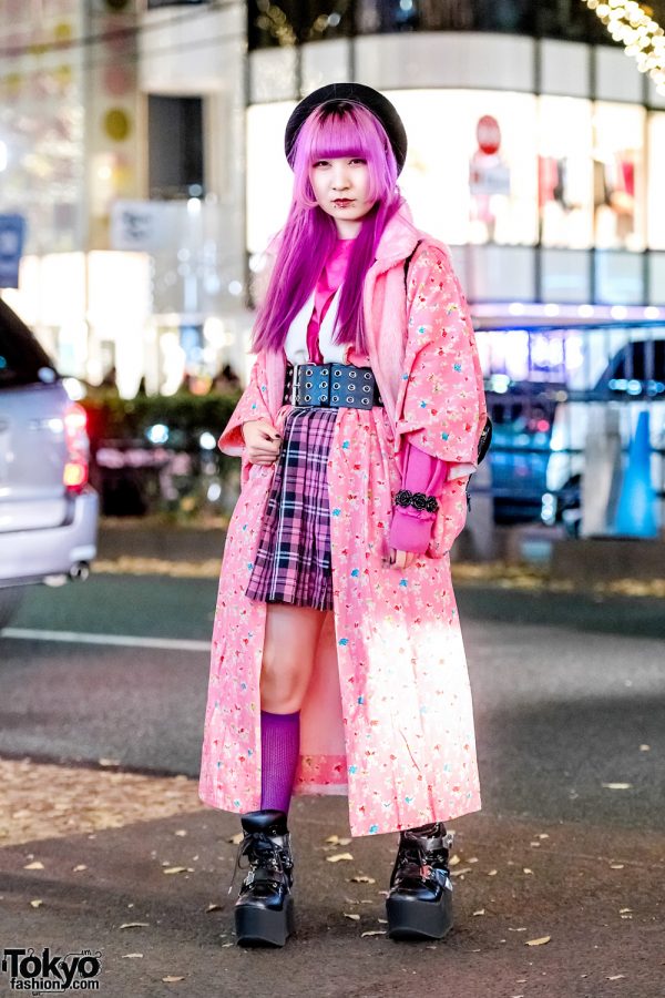 Super Pink Street Style w/ Bunny Print Kimono Coat from Kinji Harajuku ...