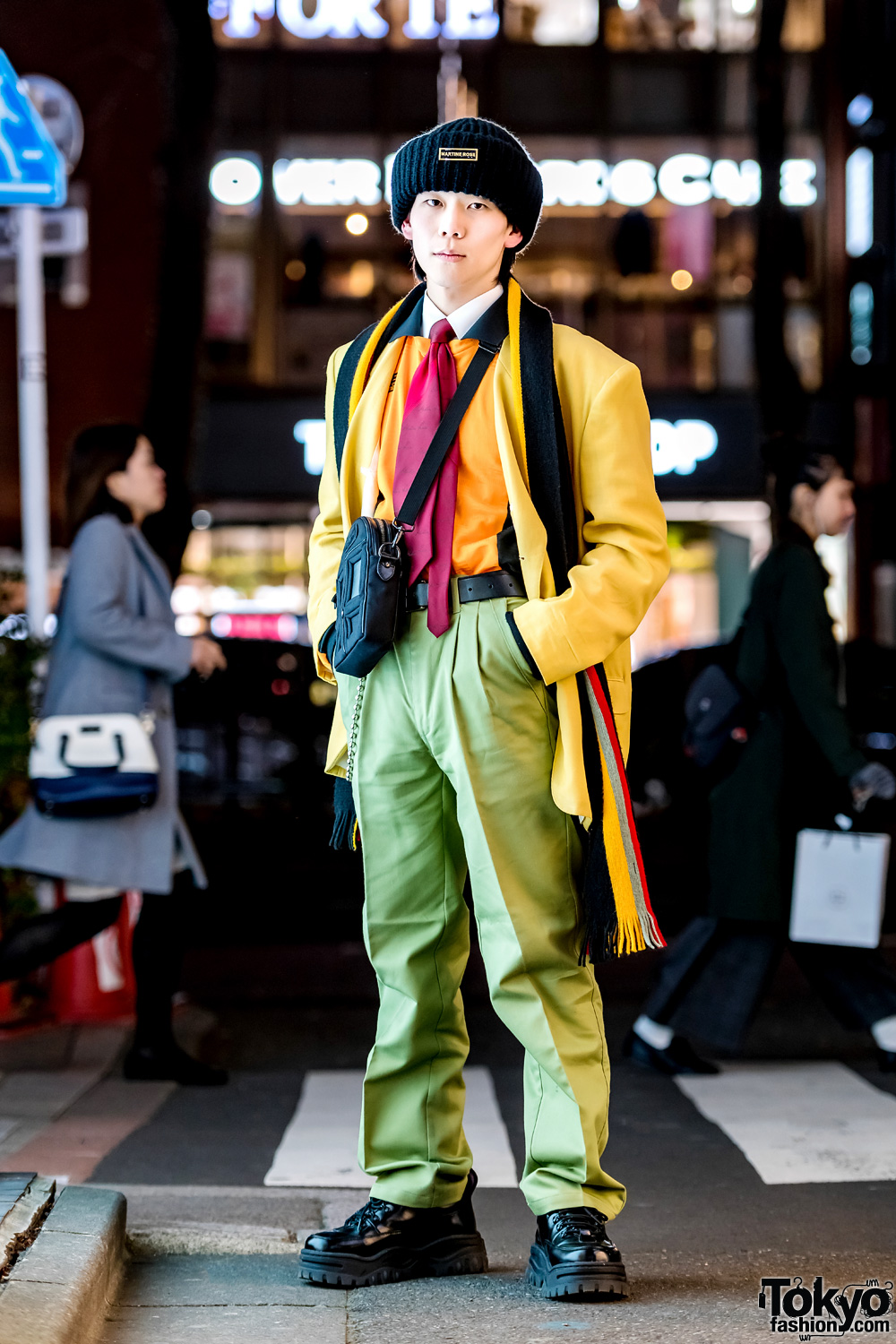 Yellow Velour Blazer & Green Slacks Harajuku Vintage Streetwear Style ...