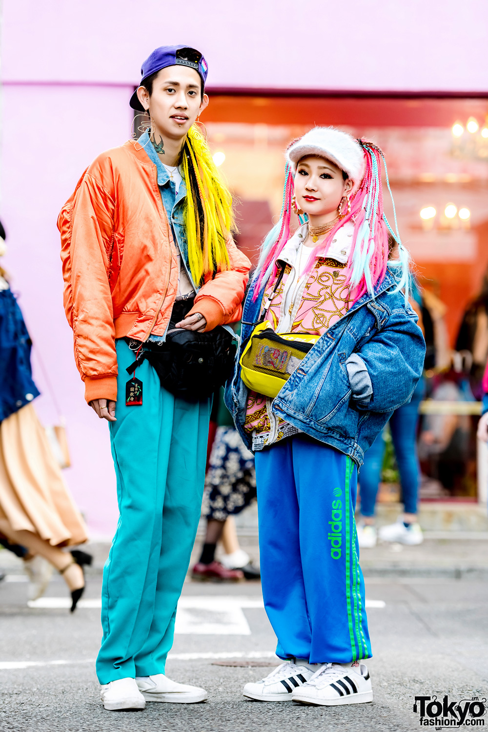 Japanese Duo w/ Colorful Hair & Vintage Streetwear Styles