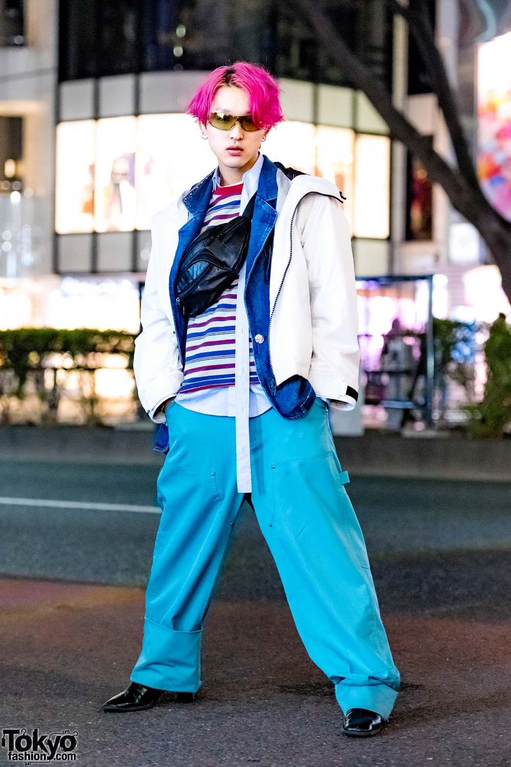 Pink-Haired Harajuku Guy in Vintage Streetwear Style w/ Facetasm, Slow Acid, Neon Sign x O Daikanyama & Funktique Tokyo