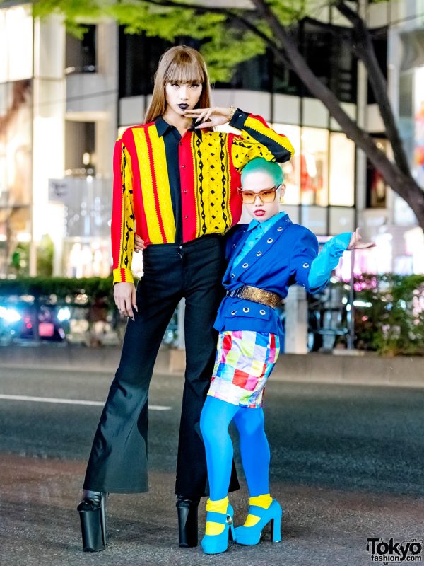 Colorful Contrasting Harajuku Street Styles w/ Vintage Fashion & Platform Heels