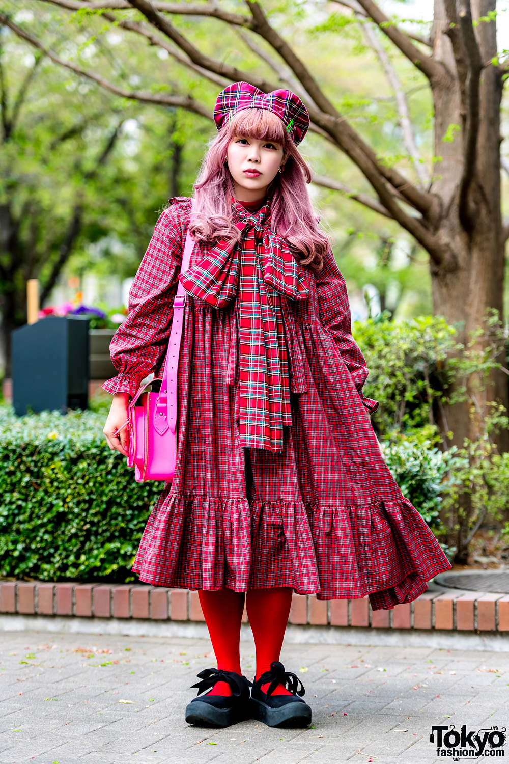 Kinji Tokyo Vintage Staffer in Red Plaid Style w/ HEIHEI, Tokyo Bopper & The Cambridge Satchel Company