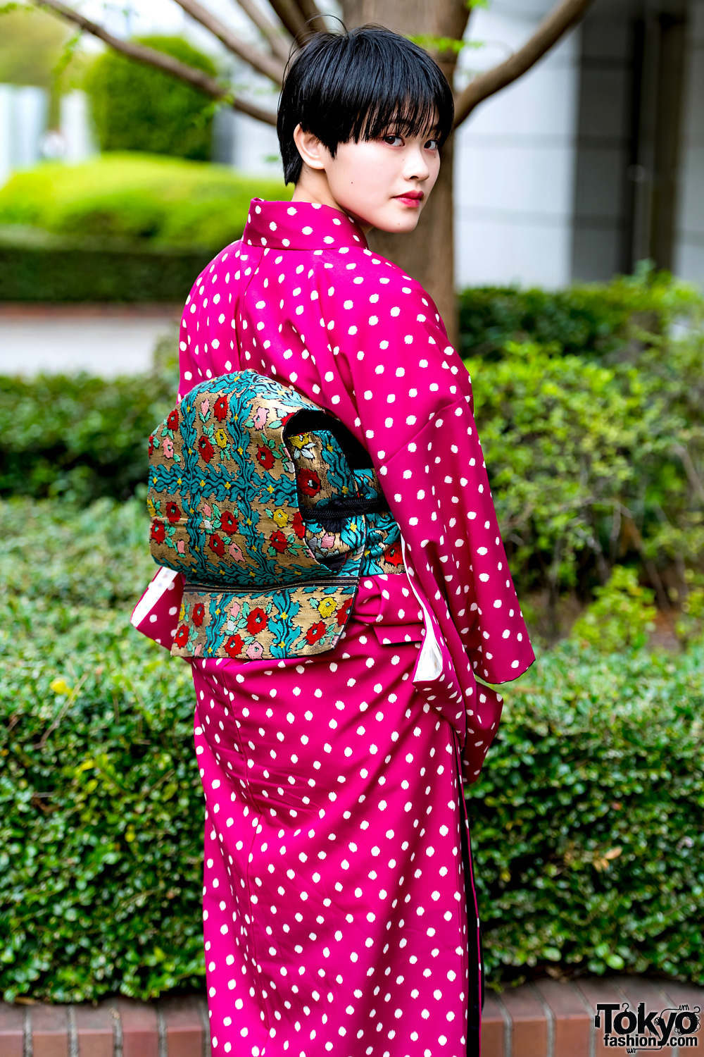 Pink Polka Dot Kimono, Floral Obi & Tokyo Bopper Shoes at Bunka Fashion  College – Tokyo Fashion