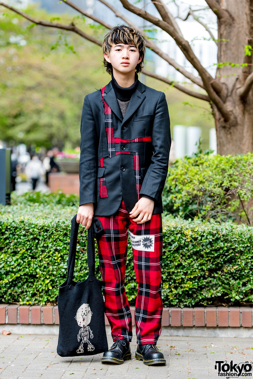 Black & Red Plaid Suit Vintage Style w/ Comme des Garcons Homme 