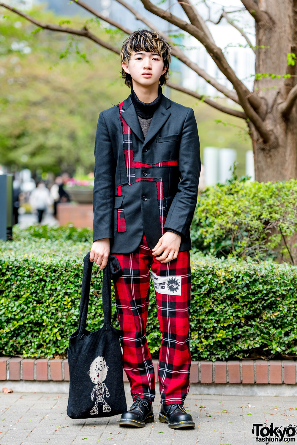 Black & Red Plaid Suit Vintage Style w/ Comme des Garcons Homme