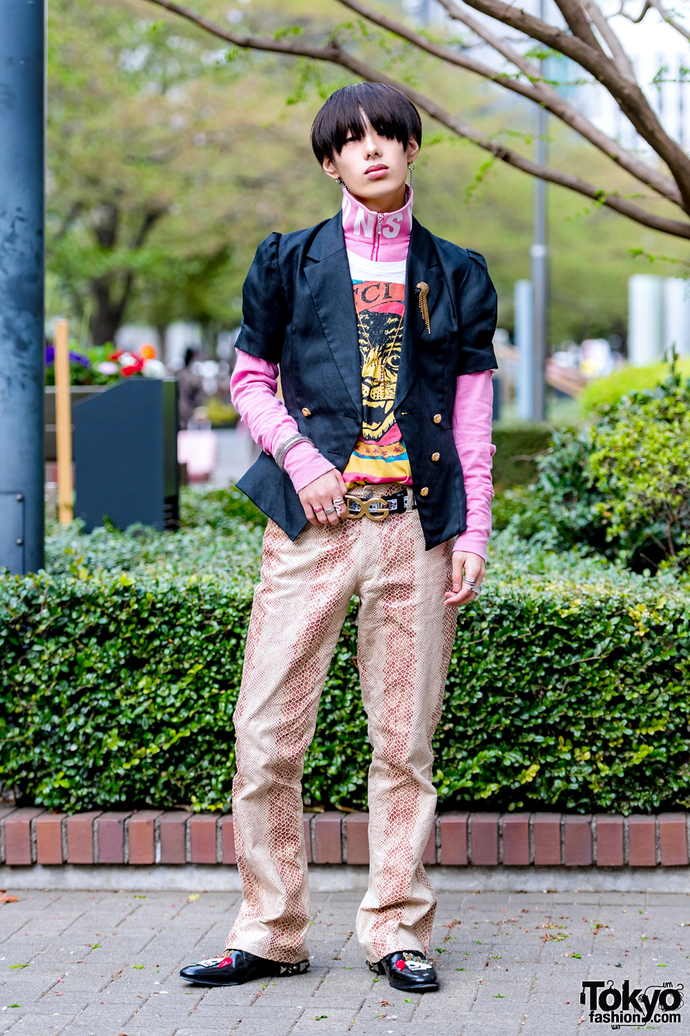 Japanese Male Model in Print Streetwear w/ The Four-Eyed, Gucci